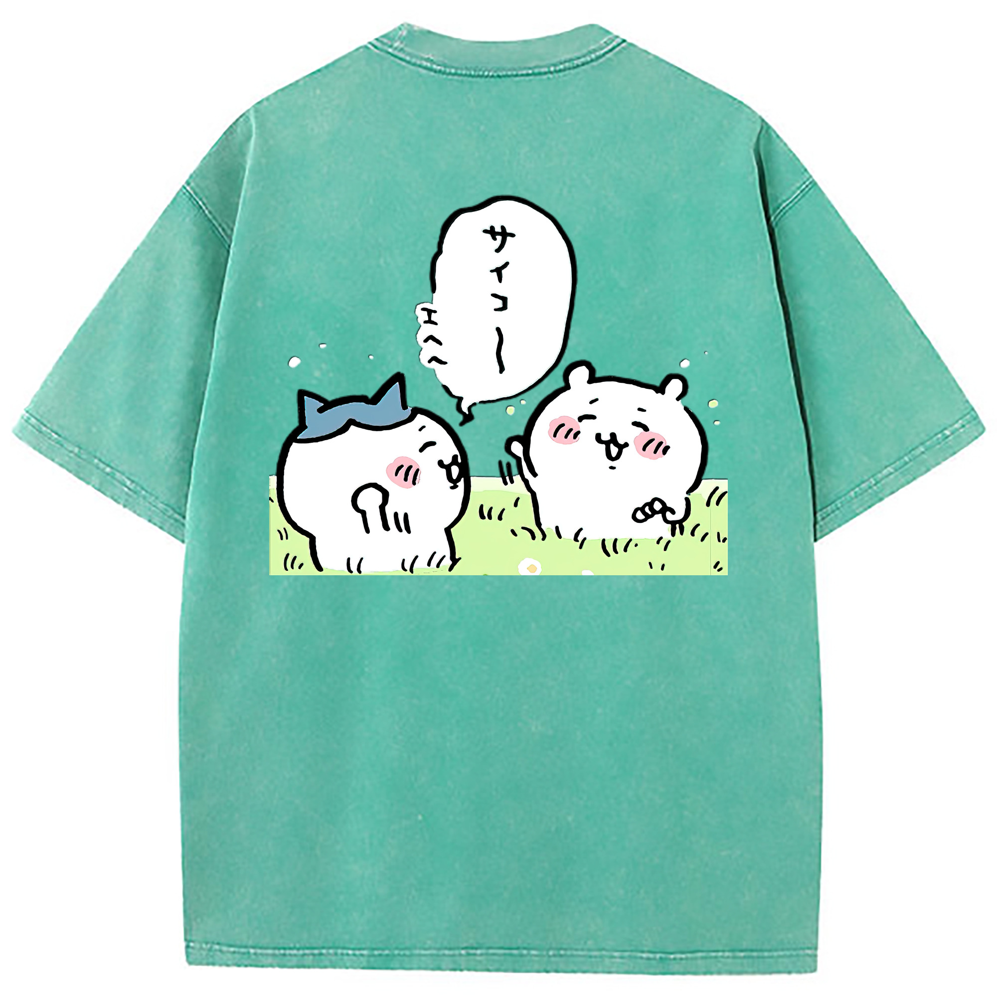 （画像用） ちいかわ ちいかわ Chii-kawa chiikawa 綿100% ヴィンテージ風 半袖Tシャツ（背面プリント）